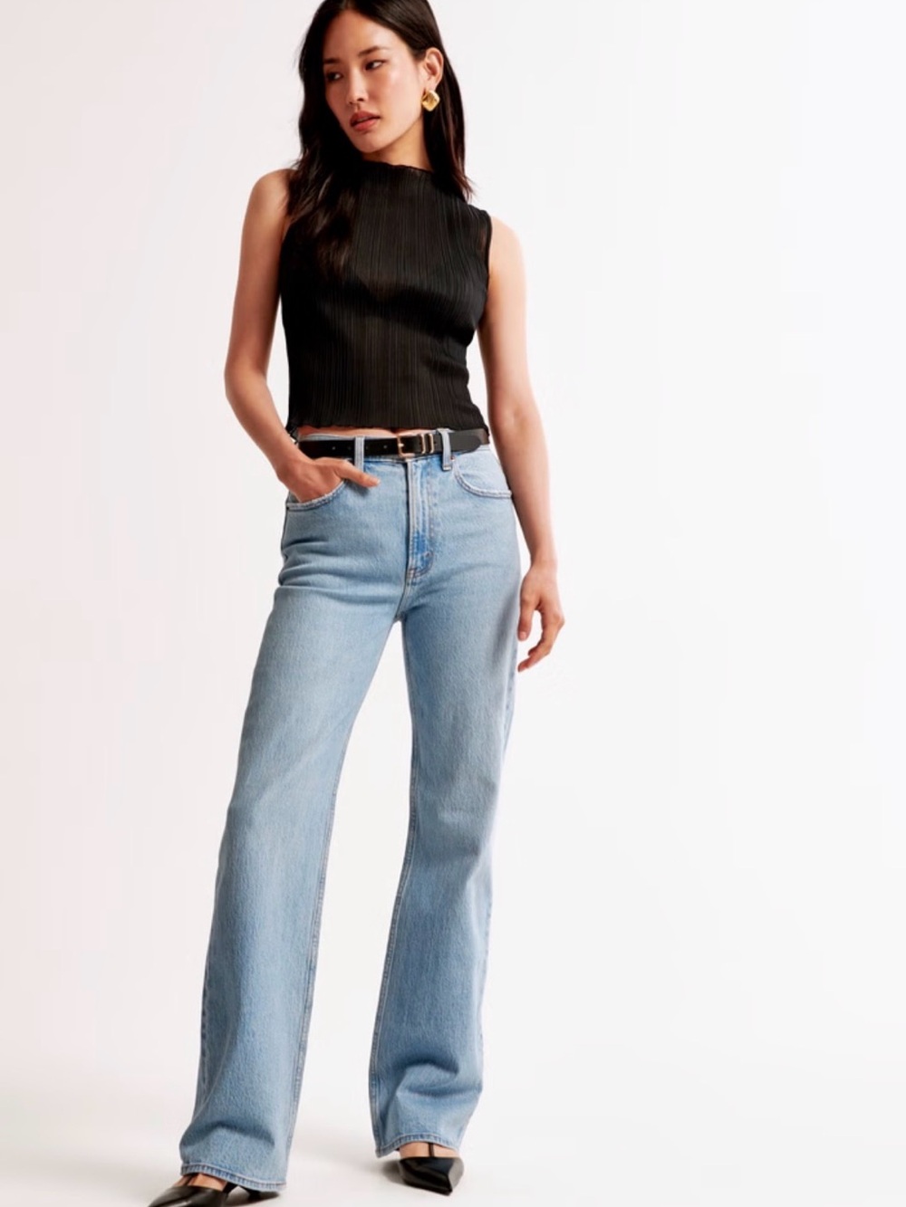 Abercrombie & Fitch High-Rise Wide Straight Light Blue Jeans